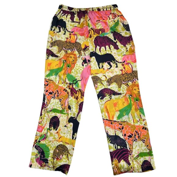 J. Crew NWT Drapey Wide Leg Pant Satin Like in Ratti Safari Print Size 8 - Picture 2 of 10